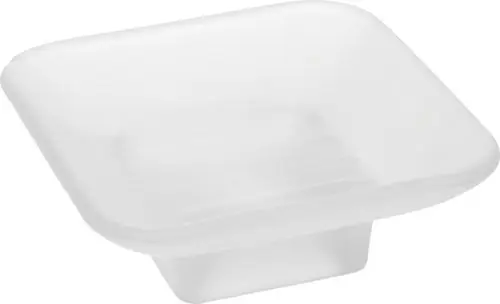 Seifenschale in quadratischer Form, transparent und ohne Muster. Ideal Standard präsentiert ein funktionales Design für Badezimmeraufbewahrung.